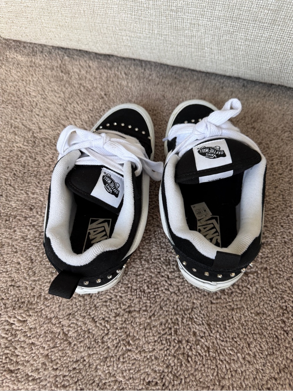 Vans Knu Skool Rhinestone chunky Black White Low-Top Sneakers with Stud Accents - Picture 6 of 13